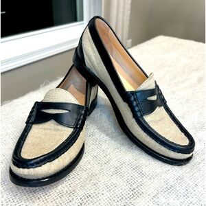 J. Crew Black and Cream Loafers